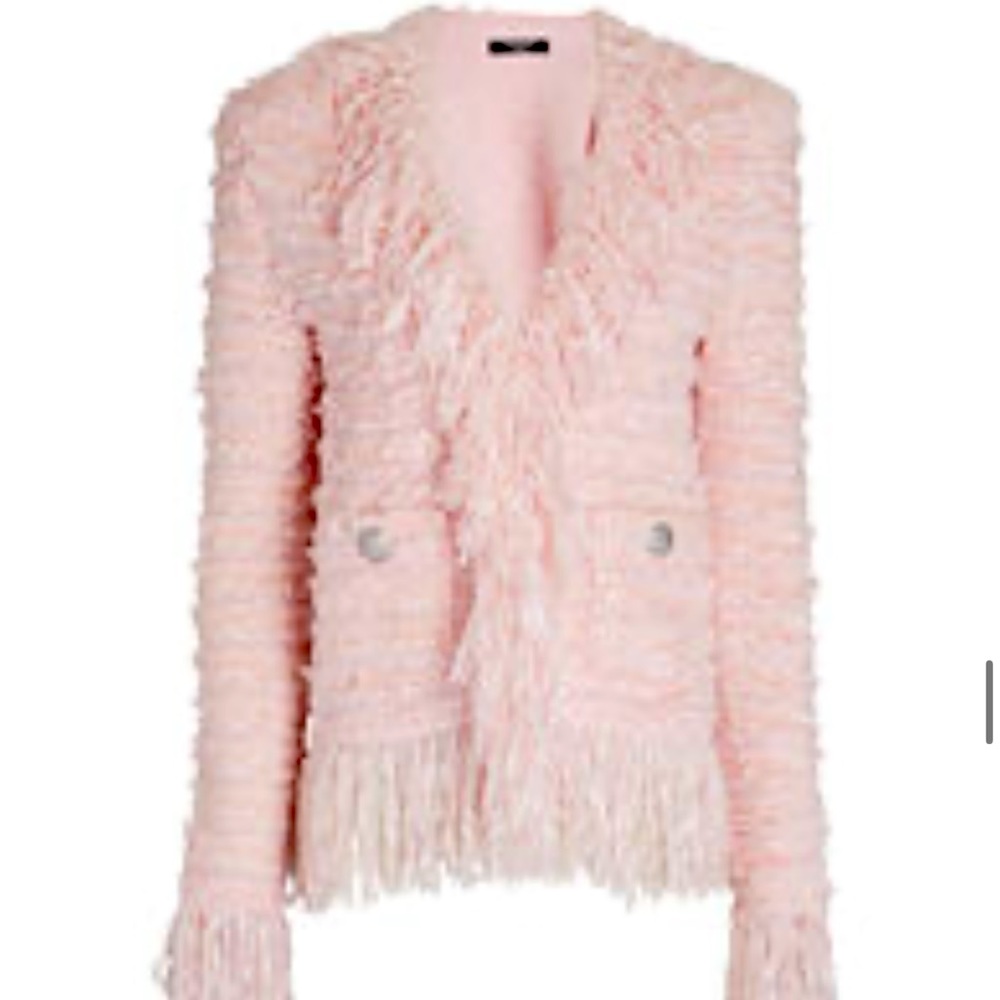 Brand new Balmain Jacket/Blazer with tags Pink Iridescent Fringe. SZ FR42US8